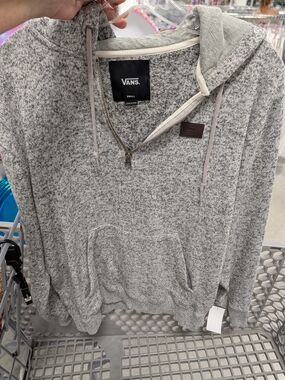Vans Women's Gray Heather Quarter-Zip Hoodie Sweater